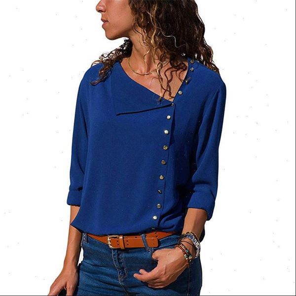 punk womens shirts style spring autumn women chiffon blouse long sleeve button irregular plus size loose solid color, White 
punk womens shirts style spring autumn women chiffon blouse long sleeve button irregular plus size loose solid color, White