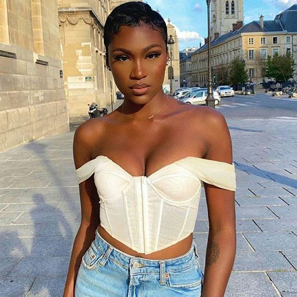 women summer backless breasted mesh strapless bustier corset off shoulder tube crop cami club party clothes women's tanks & camis, White
women summer backless breasted mesh strapless bustier corset off shoulder tube crop cami club party clothes women's tanks & camis, White