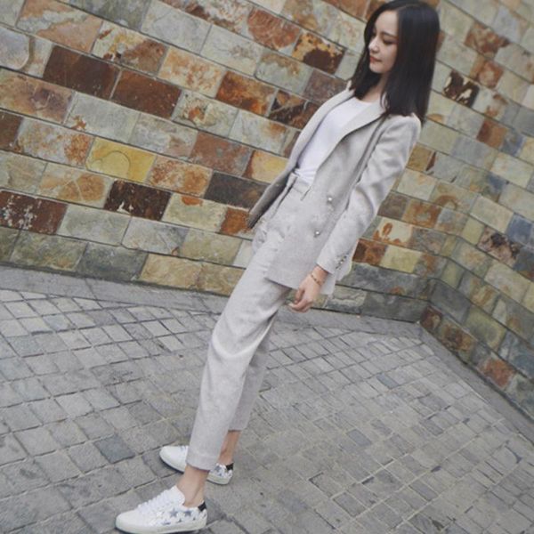 korean temperament 2021 autumn women's wild suit nine points feet pants fashion casual small 2 pic/set two piece, White
korean temperament 2021 autumn women's wild suit nine points feet pants fashion casual small 2 pic/set two piece, White