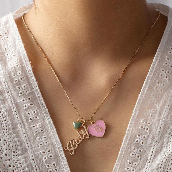 chains ins fashion heart baby letters pendant alloy necklaces for women girls luck jewelry constellation dripping oil clavicle chain, Silver
chains ins fashion heart baby letters pendant alloy necklaces for women girls luck jewelry constellation dripping oil clavicle chain, Silver