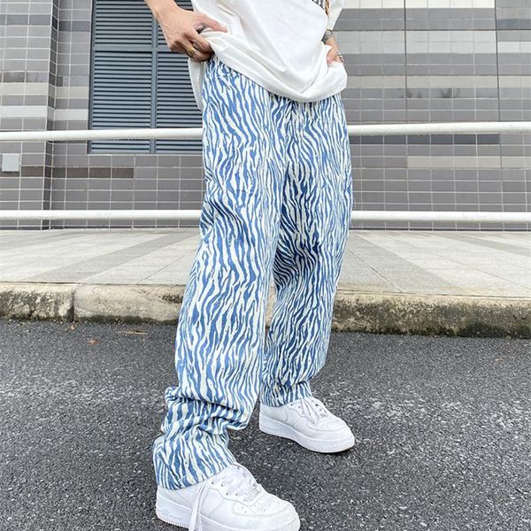 men's jeans hip-hop zebra pattern spliced straight retro denim trousers mens and womens vibe washed casual harajuku loose jean pants, Blue
men's jeans hip-hop zebra pattern spliced straight retro denim trousers mens and womens vibe washed casual harajuku loose jean pants, Blue