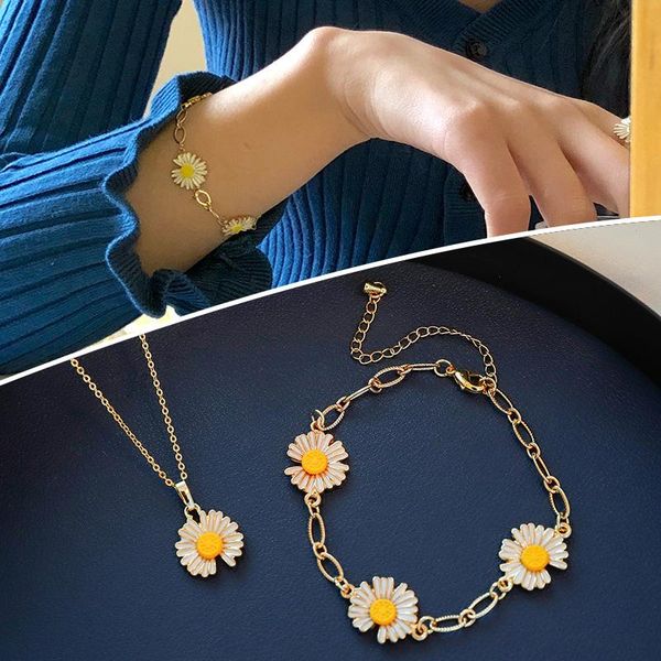 link, chain daisy flower necklace bracelet cute charm jewelry summer beachside holiday for women girls nov99, Black
link, chain daisy flower necklace bracelet cute charm jewelry summer beachside holiday for women girls nov99, Black