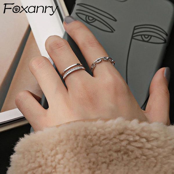 foxanry 925 sterling silver zircon rings fine jewelry for women couples trends simple chain geometric party accessories gift cluster, Golden;silver
foxanry 925 sterling silver zircon rings fine jewelry for women couples trends simple chain geometric party accessories gift cluster, Golden;silver