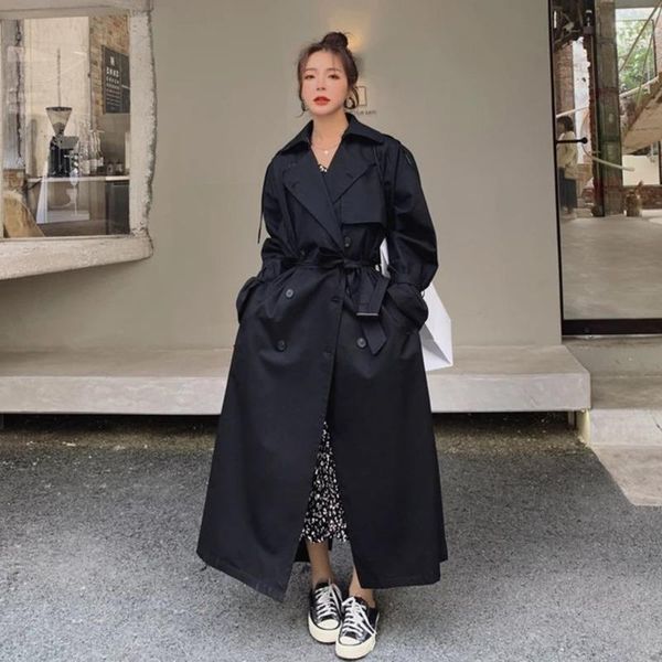women's trench coats windbreaker spring and autumn 2021 korean loose double breasked black coat for women manteau femme clothes, Tan;black
women's trench coats windbreaker spring and autumn 2021 korean loose double breasked black coat for women manteau femme clothes, Tan;black