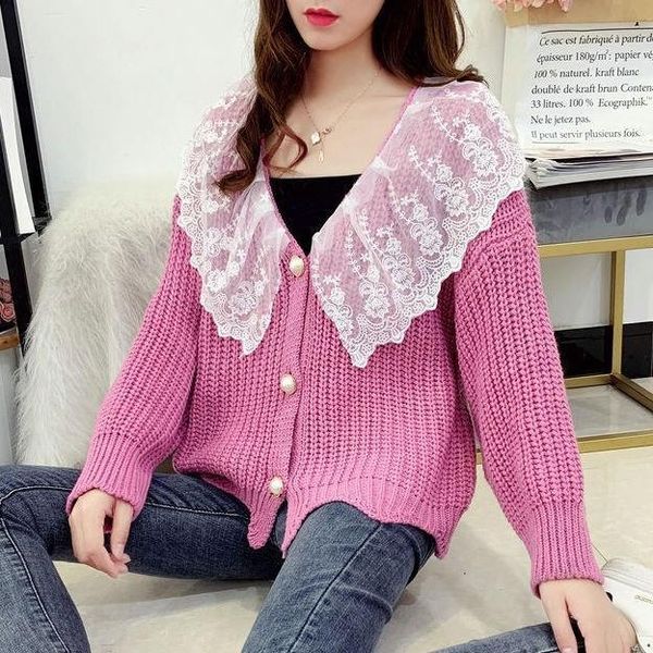 spring autumn knitted cardigans womens sweaters long sleeve single breasted solid knit coat lace patchwork outwear g56, White;black
spring autumn knitted cardigans womens sweaters long sleeve single breasted solid knit coat lace patchwork outwear g56, White;black