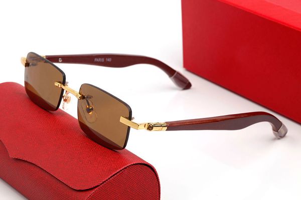 

Fashion carti Designer Cool sunglasses Classic Square Men Brand Optical Frames Clear Brown Lenses Golden Metal Decorative Wooden Legs Featured Glasses Business