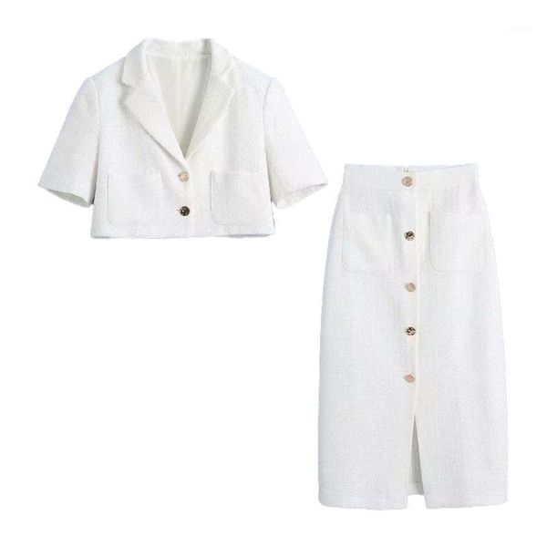 two piece dress 2021 women 2 set suit cropped blazer and midi skirt elegant high fashion chic lady woman, White
two piece dress 2021 women 2 set suit cropped blazer and midi skirt elegant high fashion chic lady woman, White