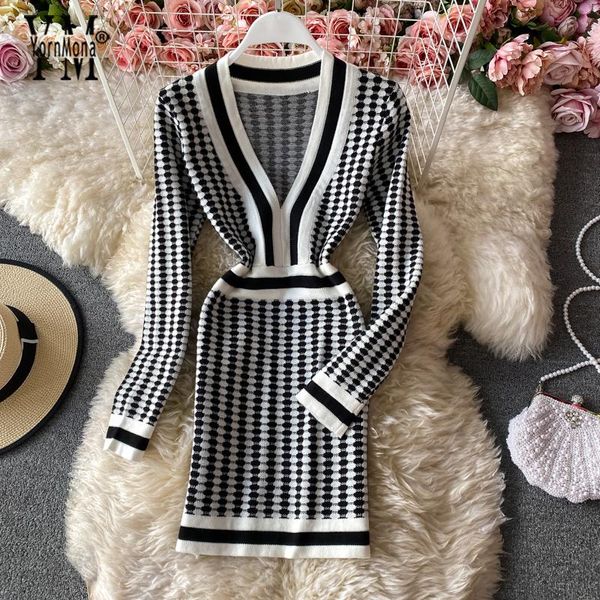 casual dresses yornmona autumn winter deep v-neck bodycon knitted dress women brand fashion elegant plaid office lady vestidos, Black;gray
casual dresses yornmona autumn winter deep v-neck bodycon knitted dress women brand fashion elegant plaid office lady vestidos, Black;gray
