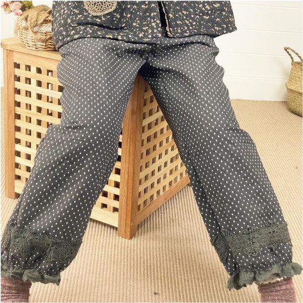winter ladies' style japanese literary wave dots plus velvet warmth embroidered lace trim cotton and linen wide-leg pants women's, Black;white
winter ladies' style japanese literary wave dots plus velvet warmth embroidered lace trim cotton and linen wide-leg pants women's, Black;white
