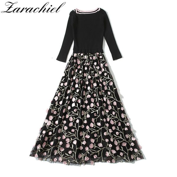 dresses autumn elegant knitted patchwork flower embroidery mesh women's slash neck pullover sweater one-piece casual midi vestidos, Black;gray
dresses autumn elegant knitted patchwork flower embroidery mesh women's slash neck pullover sweater one-piece casual midi vestidos, Black;gray