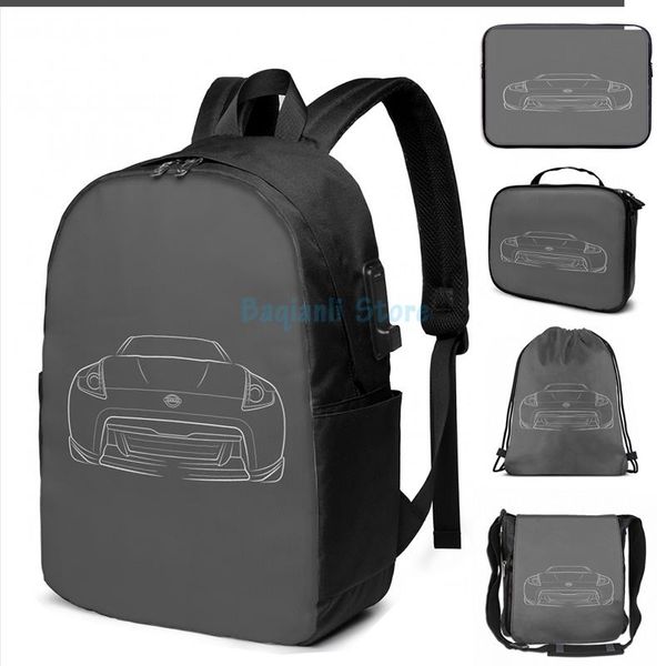 funny graphic print nissan 370z - front stencil, white usb charge backpack men school bags women bag travel laptop
funny graphic print nissan 370z - front stencil, white usb charge backpack men school bags women bag travel laptop