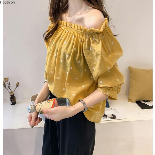 women's blouses & shirts houthion sleeve blouse one word collar shirt polka dot casual fashion summer plus size ruffle slash neck top, White
women's blouses & shirts houthion sleeve blouse one word collar shirt polka dot casual fashion summer plus size ruffle slash neck top, White