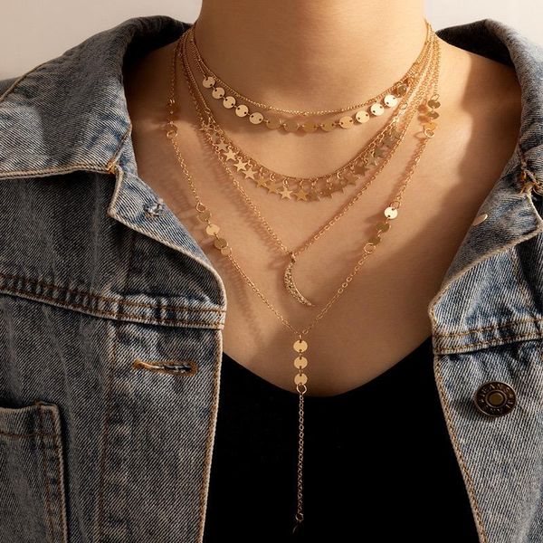 chains 2021 women's jewelry tassels stars moon discs multilayer gothic long sweater necklace clavicle chain ancient bohemia og17086, Silver
chains 2021 women's jewelry tassels stars moon discs multilayer gothic long sweater necklace clavicle chain ancient bohemia og17086, Silver