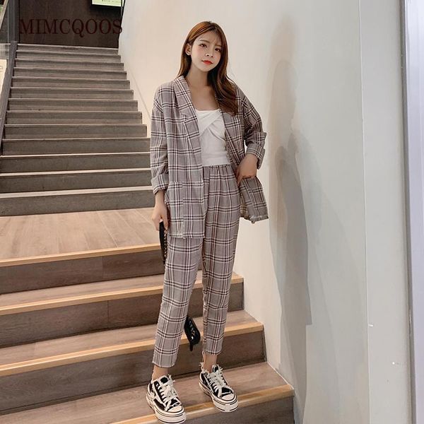 women's two piece pants 2021 autumn women two-piece set long-sleeved plaid jacket + high waist ankle-length korean casual loose sets, White
women's two piece pants 2021 autumn women two-piece set long-sleeved plaid jacket + high waist ankle-length korean casual loose sets, White