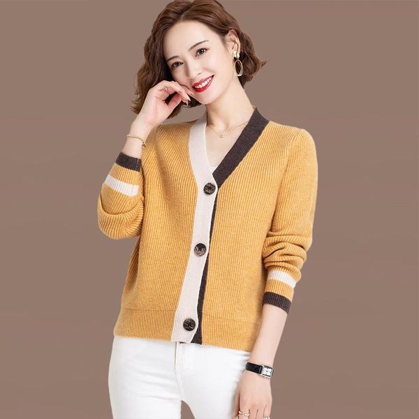 women's knits & tees solid color vintage knit cardigan jacket spring stitching sweaters cropped femme, White
women's knits & tees solid color vintage knit cardigan jacket spring stitching sweaters cropped femme, White