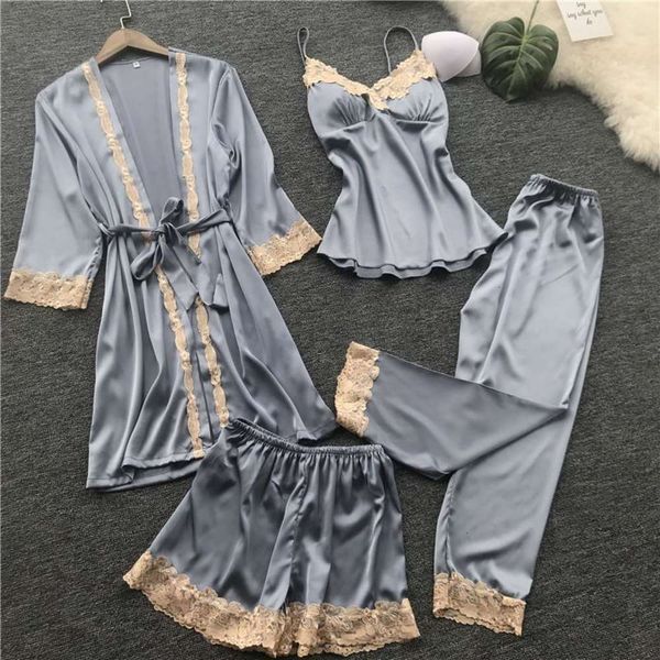 women's women gown sleepwear sets 4 pieces pyjamas lace pajamas sleep lounge set pijama silk night gown&robe pants pajama suit tjli, Black;red
women's women gown sleepwear sets 4 pieces pyjamas lace pajamas sleep lounge set pijama silk night gown&robe pants pajama suit tjli, Black;red
