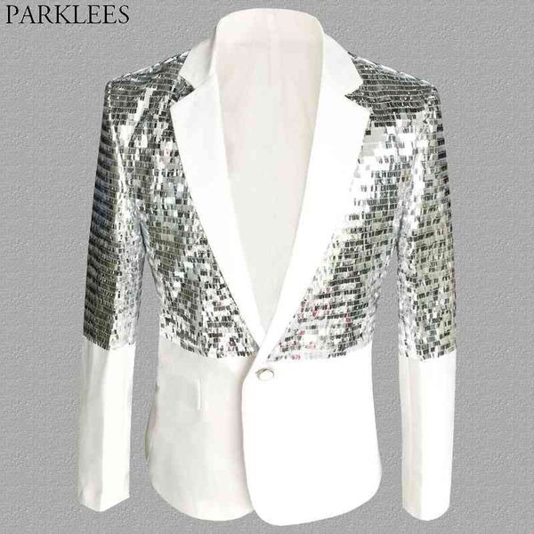 mens one button patchwork sequin glitter suit jacket brand nightclub dj prom blazer male wedding groom stage costumes 210522, White;black
mens one button patchwork sequin glitter suit jacket brand nightclub dj prom blazer male wedding groom stage costumes 210522, White;black