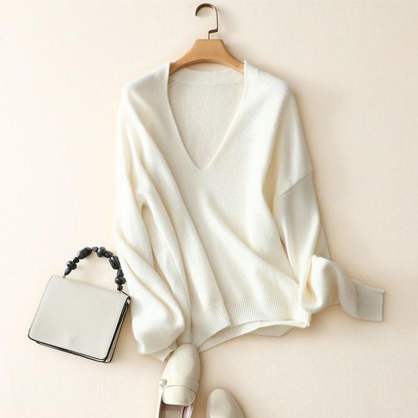 women's sweaters spring autumn styles 100% cashmere casual v neck for women, White;black
women's sweaters spring autumn styles 100% cashmere casual v neck for women, White;black