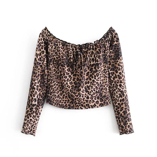 women's blouses & shirts 2021 women chic fashion leopard one shoulder bowknot decoration elasticity bust shirt female long sleeve top, White 
women's blouses & shirts 2021 women chic fashion leopard one shoulder bowknot decoration elasticity bust shirt female long sleeve top, White