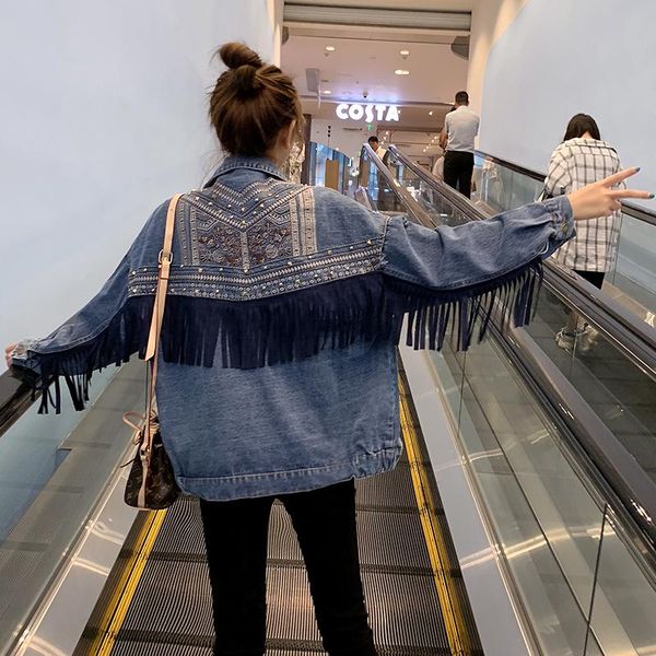 women's jackets junelove women winter tassel denim jacket vintage bf loose retro harbor style cowgirl girls outwears, Black;brown
women's jackets junelove women winter tassel denim jacket vintage bf loose retro harbor style cowgirl girls outwears, Black;brown