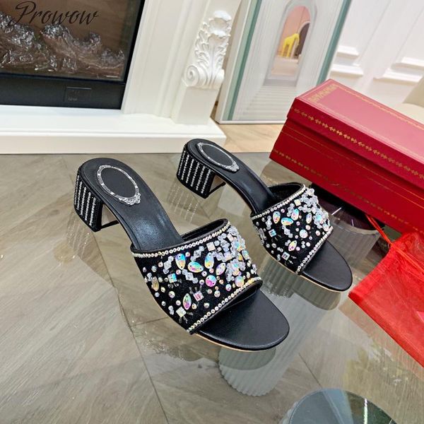 slippers prowow 2021 est summer shoes woman outdoor open-toes square heels crystal, Black
slippers prowow 2021 est summer shoes woman outdoor open-toes square heels crystal, Black