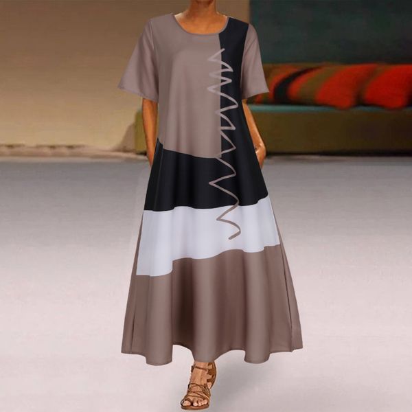 20212021 womens bohemian patchwork midi dress summer short sleeve stitching party dress female o neck long casual beach vestido, Black;gray
20212021 womens bohemian patchwork midi dress summer short sleeve stitching party dress female o neck long casual beach vestido, Black;gray
