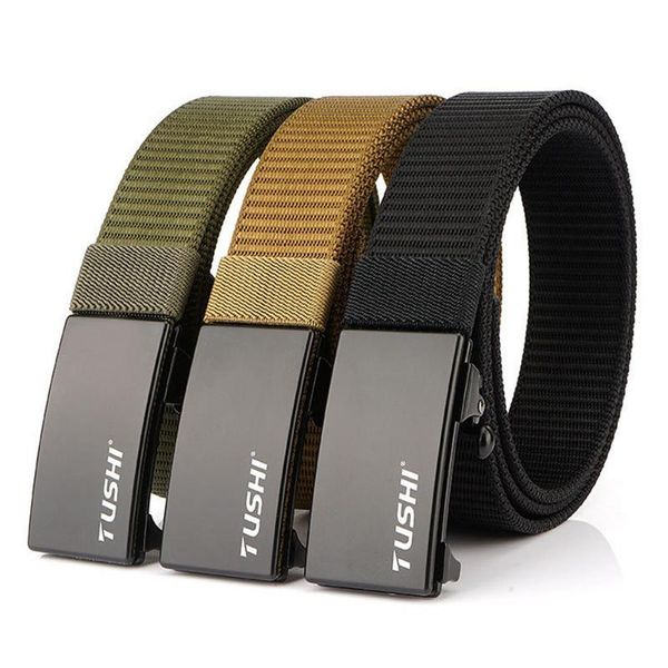 high grade thick nylon casual outdoor automatic buckle belt canvas metal belts solid waist support, Black;gray
high grade thick nylon casual outdoor automatic buckle belt canvas metal belts solid waist support, Black;gray