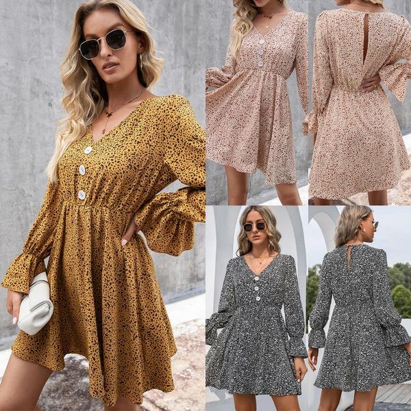 casual dresses 2021 autumn and winter est multi colors women's leopard print long-sleeved v-neck dress with button for women, Black;gray
casual dresses 2021 autumn and winter est multi colors women's leopard print long-sleeved v-neck dress with button for women, Black;gray
