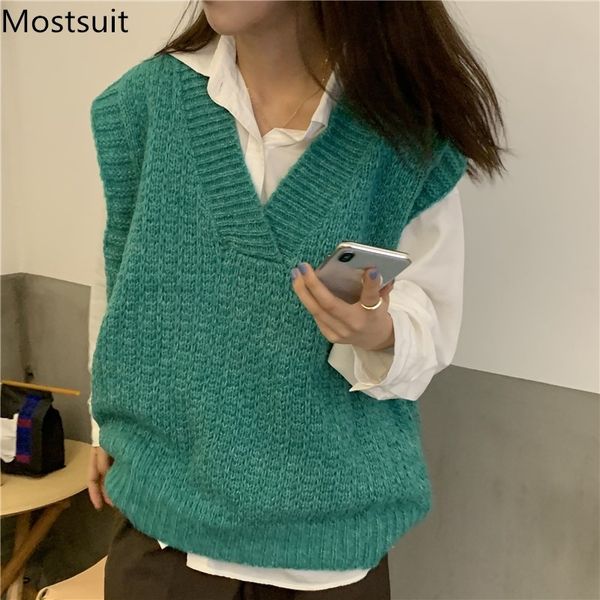v-neck knitted women sweater vest sleeveless fashion loose solid pullover korean casual female jumpers 210514, Black;white
v-neck knitted women sweater vest sleeveless fashion loose solid pullover korean casual female jumpers 210514, Black;white
