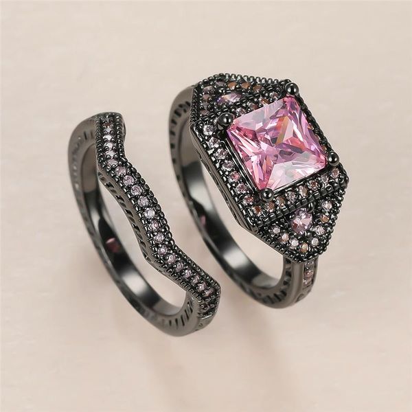 punk female pink crystal ring set luxury 14kt black gold wave wedding rings for women charm bride square zircon engagement, Slivery;golden
punk female pink crystal ring set luxury 14kt black gold wave wedding rings for women charm bride square zircon engagement, Slivery;golden