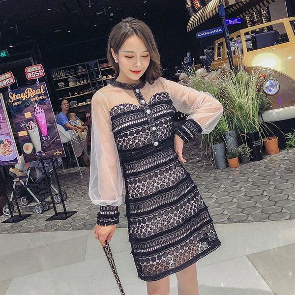 casual dresses fashionable spring retro ladies mesh gauze puff sleeve temperament lace dress, Black;gray
casual dresses fashionable spring retro ladies mesh gauze puff sleeve temperament lace dress, Black;gray