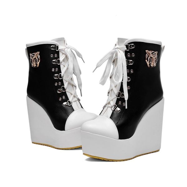 new wedges ankle boots white black round toe wedge shoes thick platform boots women lace up autumn 12cm high heels booties drop shipping
new wedges ankle boots white black round toe wedge shoes thick platform boots women lace up autumn 12cm high heels booties drop shipping