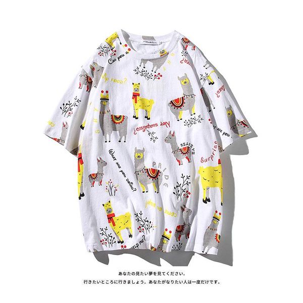 summer cartoon t-shirts men alpaca funny printed loose casual short sleeve tees male t shirts men's, White;black
summer cartoon t-shirts men alpaca funny printed loose casual short sleeve tees male t shirts men's, White;black