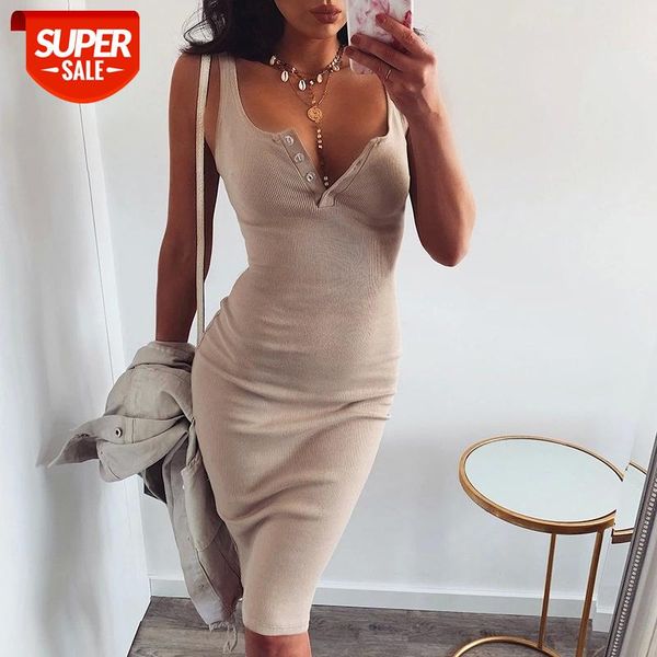 knee-length dress knitted elastic sleeveless bodycon elegant women 2019 summer v-neck button party slim dresses #6o3o, White;black
knee-length dress knitted elastic sleeveless bodycon elegant women 2019 summer v-neck button party slim dresses #6o3o, White;black