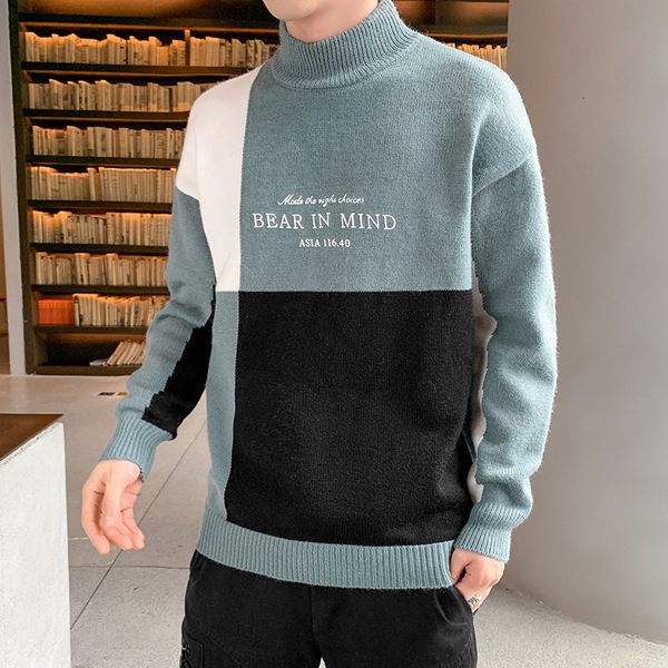 sweater knit autumn and winter men's t shirt youth half high collar pullover jacquard baseline clothing, White;black
sweater knit autumn and winter men's t shirt youth half high collar pullover jacquard baseline clothing, White;black