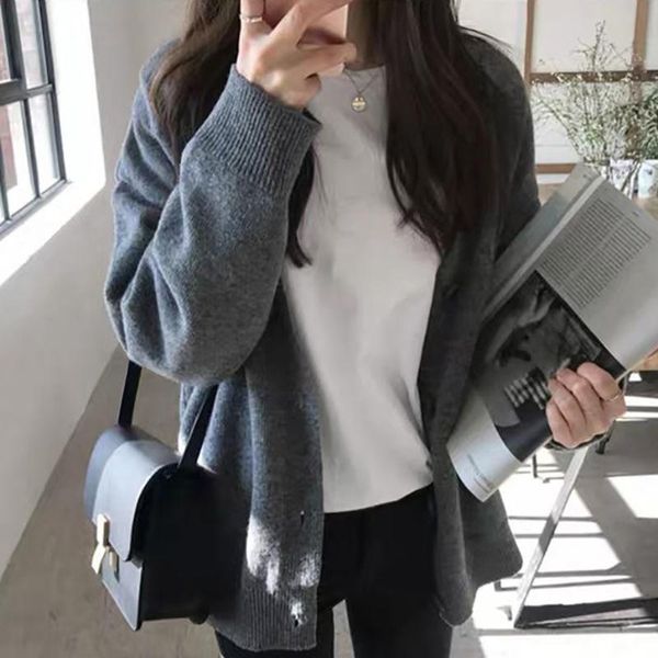 women's knits & tees womens caidigans sweaters solid colors single breasted loose casual korean warm students knitting outerwear, White
women's knits & tees womens caidigans sweaters solid colors single breasted loose casual korean warm students knitting outerwear, White