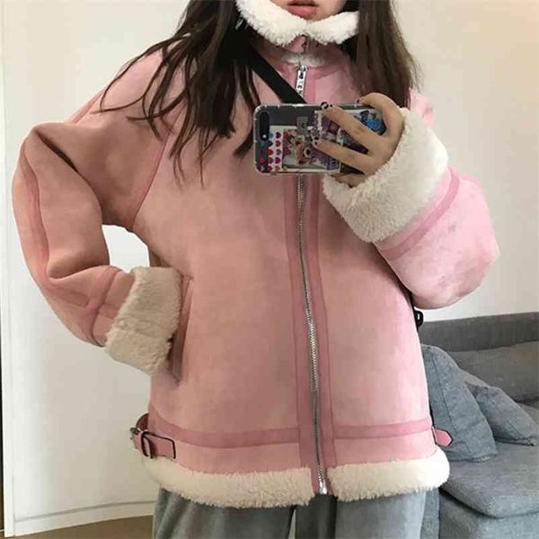 women winter warm thick coat lady faux fur loose suede female leather short jacket casual outwears 210517, Black
women winter warm thick coat lady faux fur loose suede female leather short jacket casual outwears 210517, Black