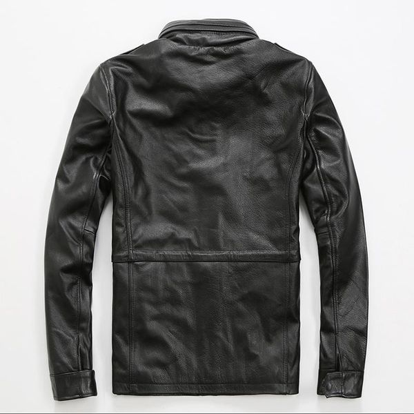 men's leather & faux brand male vintage motorcycle men cow genuine mens biker coat stand collar zipper slim fit short coats, Black
men's leather & faux brand male vintage motorcycle men cow genuine mens biker coat stand collar zipper slim fit short coats, Black
