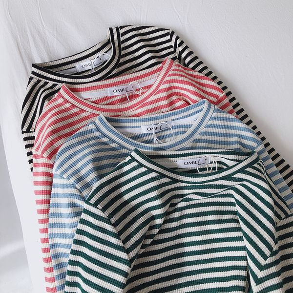 women's t-shirt 2021 new spring soft striped long sleeve woman t-shirts 100% cotton round neck casual bottoming fashion women, White
women's t-shirt 2021 new spring soft striped long sleeve woman t-shirts 100% cotton round neck casual bottoming fashion women, White