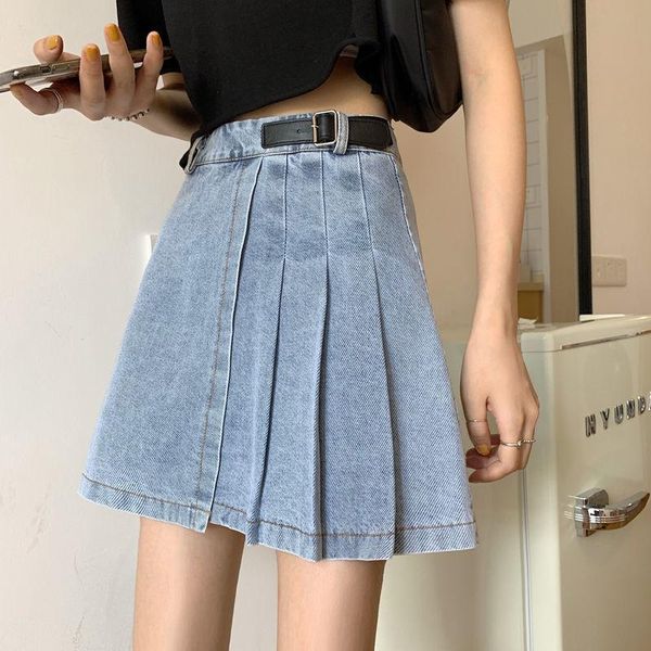 skirts vintage pleated denim mini skirt women korean sweet fashion blue black high waist pockets plus size 4xl y247
skirts vintage pleated denim mini skirt women korean sweet fashion blue black high waist pockets plus size 4xl y247