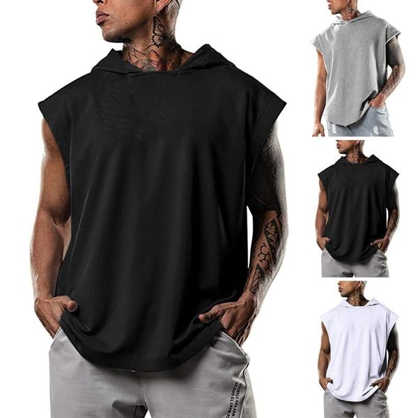 men' tank brand clothing bodybuilding fitness men gym hooded vest stringer sportswear sleeveless shirt hoodie, White;black
men' tank brand clothing bodybuilding fitness men gym hooded vest stringer sportswear sleeveless shirt hoodie, White;black