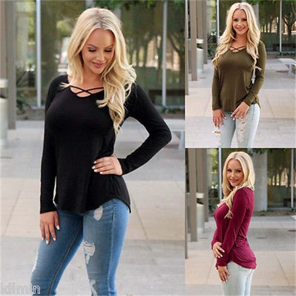 hollow s-xl hole women t shirt cross v neck sleeve casual loose long tee homewear femme, White
hollow s-xl hole women t shirt cross v neck sleeve casual loose long tee homewear femme, White