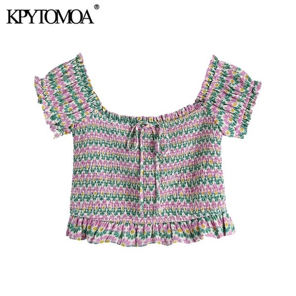 women sweet fashion smocked cropped floral print blouses short sleeve ruffled female shirts chic 210420, White
women sweet fashion smocked cropped floral print blouses short sleeve ruffled female shirts chic 210420, White