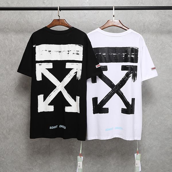 2021 summer men's casual cotton short sleeve chao brand ow off paint spray printing t-shirt, White;black
2021 summer men's casual cotton short sleeve chao brand ow off paint spray printing t-shirt, White;black