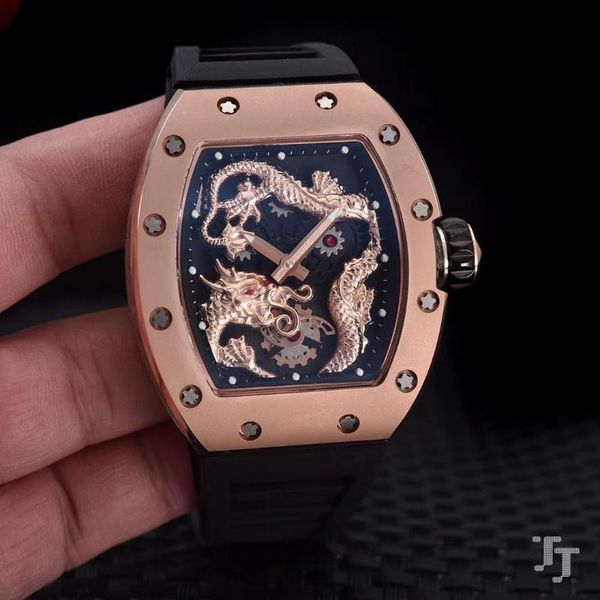 wristwatches black rubber rose gold men watch sapphire automatic mechanical dragon tourbillion skeleton watches, Slivery;brown
wristwatches black rubber rose gold men watch sapphire automatic mechanical dragon tourbillion skeleton watches, Slivery;brown