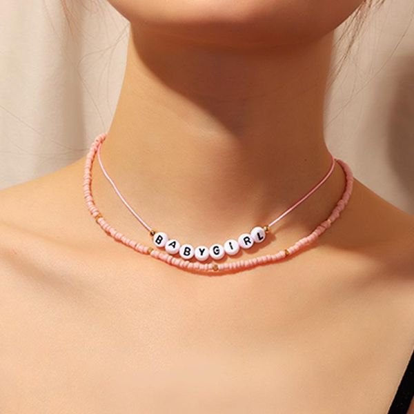 8seasons fashion white acrylic letter pink beads choker necklace for women handmade rope string long chain necklaces jewelry chokers, Golden;silver
8seasons fashion white acrylic letter pink beads choker necklace for women handmade rope string long chain necklaces jewelry chokers, Golden;silver