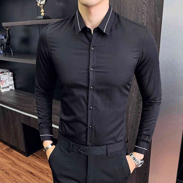 men's casual shirts estilo britnico bordado colarinho camisas de manga longa dos homens primavera novo simples fino ajuste blusa homme, White;black
men's casual shirts estilo britnico bordado colarinho camisas de manga longa dos homens primavera novo simples fino ajuste blusa homme, White;black