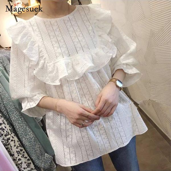 women's blouses & shirts blusas arrival 2021 autumn womens and hollow out embroidery loose shirt ruffles white sweet lace blouse 15889
women's blouses & shirts blusas arrival 2021 autumn womens and hollow out embroidery loose shirt ruffles white sweet lace blouse 15889