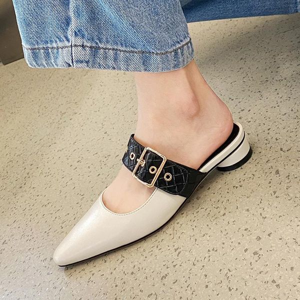 slippers qzyerai 2021 style summer women genuine leather low cylinder with metal buckle cowhide women's shoes, Black
slippers qzyerai 2021 style summer women genuine leather low cylinder with metal buckle cowhide women's shoes, Black