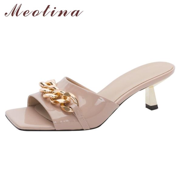 dress shoes meotina women slippers chain high heel sandals square toe thin cow leather ladies footwear summer black 40
dress shoes meotina women slippers chain high heel sandals square toe thin cow leather ladies footwear summer black 40